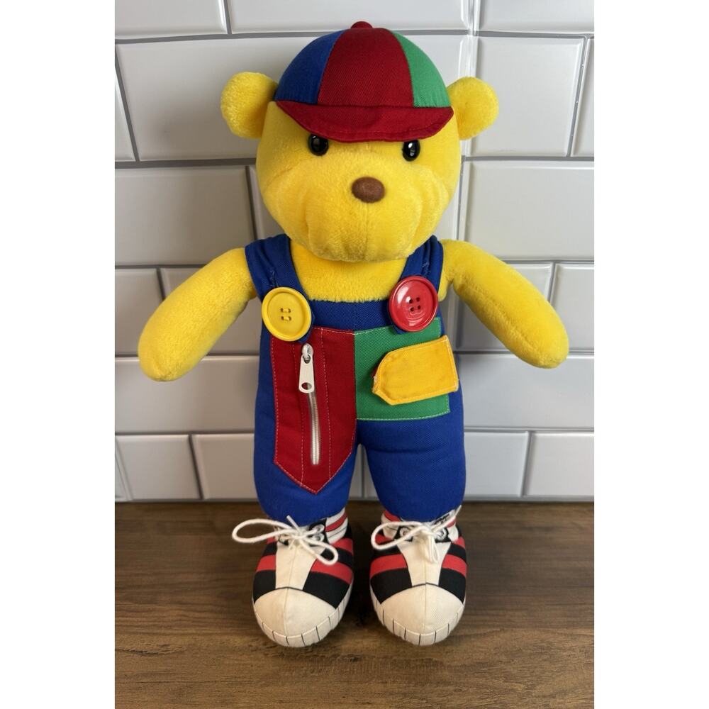 Vintage BabyGund Teach Me Blossom Yellow Teddy Bear Stuffed Animal Plush Y2K